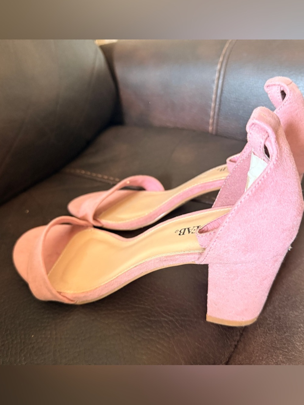 Women’s Pink Suede Block Heel Sandals